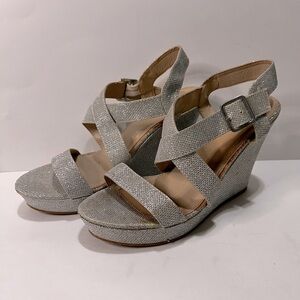 Sugar Gold shimmer wedge Heels, Size 10M